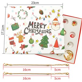Aoresac Christmas Advent Calendar Bracelets Girls 24 Days Xmas Countdown Calendar Blind Box DIY Jewelry Making Kit Gift 22 Charm Beads Pendants 2 Bracelets for Kids Teens Women
