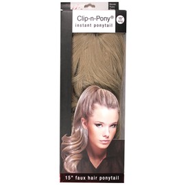 Mia Clip-n-Pony-Ponytail Made Of Quality Synthetic/Faux/Fake Wig Hair-Clips With A Jaw Clamp-15 Inches Long, 2 Inches Wide-Blonde