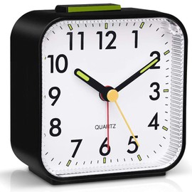 Silent Alarm Clocks Bedside Non Ticking Battery Powered Table Clocks Luminous Large Display Snooze Light Function for Bedroom Office