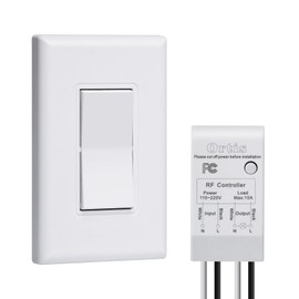 Wireless Light Switch and Receiver Kit, Ortis 300ft RF Range Wireless Wall Switches for Lights & Fans, Battery Included, No Wiring Needed, Suitable for incadescent, Halogen, Fluorescent CFL