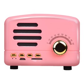 Vintage Bluetooth Speaker Multifunction Innovative Plug in Card Strong Bass Retro Wireless Speaker for Outdoor Travel Home Pink
