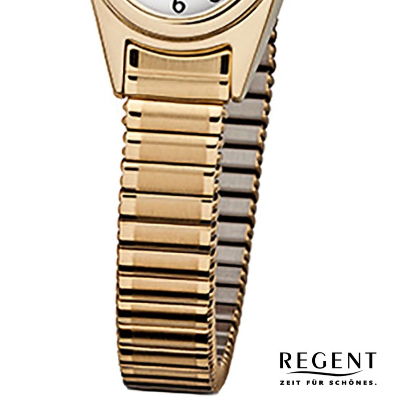 Regent Damenarmbanduhr Edelstahl goldplattiert Zugband F263