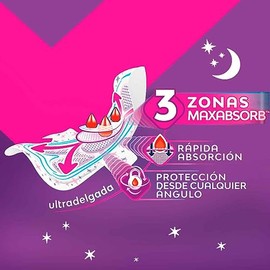 Saba Ultra Invisible Buenas Noches, toallas nocturnas con alas, flujo súper abundante, 30 piezas