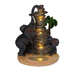 Dcmkimilv Outdoor Elephant Figurine Lights Animal Solar Garden Statue Decor, Decorative Gifts for Mom, Outdoor Decor for Patio, Oasis with Trees 8.27x10.2''