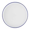 12-Piece Stoneware Dinnerware Set, White with Blue Rim, Plates and