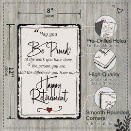 Retirement Gifts for Women Men Coworker Leaving Gifts Metal Sign,8x12 Inches Happy Retirement Decorations Thank You Gifts Goodbye Gifts for Coworker