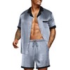 Ekouaer Men Silk Pajamas Set Button Down Satin Sleepwear 2