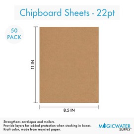 50 Chipboard Sheets 8.5 x 11 inch - 22pt (Point) Light Weight Brown Kraft Cardboard for Scrapbooking & Picture Frame Backing (.022 Caliper Thick) Paper Board | MagicWater Supply