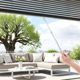 Blind Wand, Draw Rod for Cordless Window Shades and Blinds Telescopic Push Pull Adjustable Draw Rod Aluminum Easy to Pull The Shade Up and Down Roller Shade Replacement Part with Hook(14"-24")