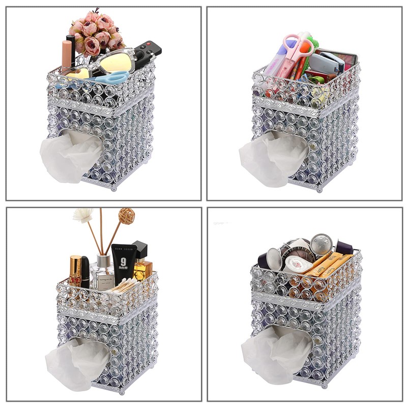 Sumnacon Square Tissue Box Cover- Crystal Cube Tissue Box with