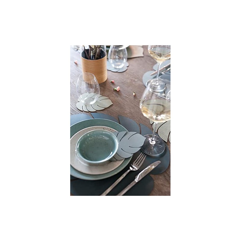 Lind DNA Monstera 989963 Glass Coaster Recycled Leather Nupo Pastel