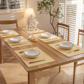 Demetex Placemat, Fabric, Cotton Linen Mat, Double Layer Fabric Sewing, Solid, Japanese Style, Flexible, Thick, Insulated, Anti-Slip, Easy Care, Washable, Kitchen Decoration, For Home, Restaurant,