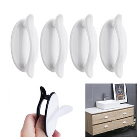 Catekro 4Pcs Paste Handle, Cabinet Drawer Pulls, Paste The Open Sliding Door Handles for Windows Cabinets Drawers Refrigerators (White)