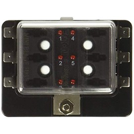 Bussmann FP-ATM-06ID Fuse Panel (6 Pole Automotive ATM with LED Indicators and Clear Cover), 1 Pack