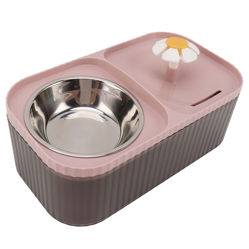 Cat Water Fountain Food Bowl High Capacity Quiet 2 In