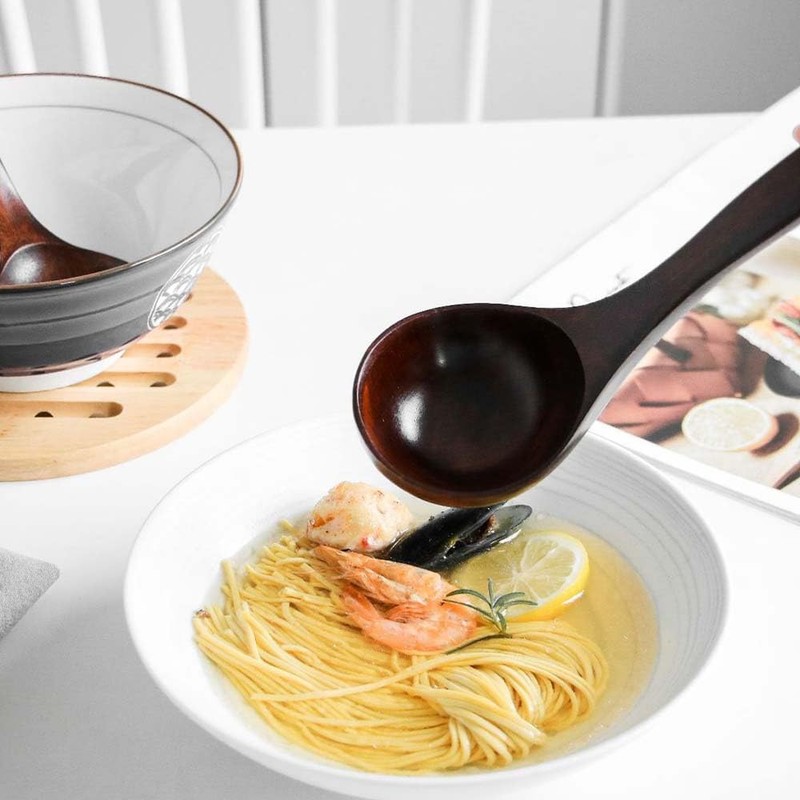 2 Packs Bamboo Wooden Spoons Set Long Handle Spoon Old