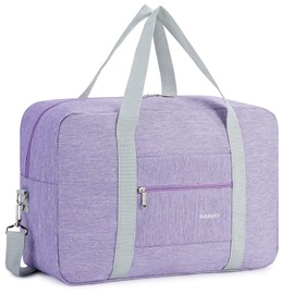 For Spirit Airlines Personal Item Bag 18x14x8 Foldable Travel Duffel Bag Tote Carry on Luggage Duffle Overnight for Women and Men (Thick Series Light Purple (with Shoulder Strap))