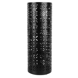 Umbrella Holder Round Rust Proof Stylish Hollow Copper Pattern Metal Umbrella Holder Bin for Home Entryway Black 23x15x15cm / 9.1x5.9x5.9in