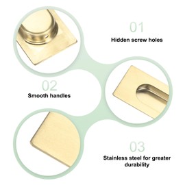 M METERXITY 4-Pack Recessed Finger Pulls, 4.72 Inch Inner Circle Stainless Steel Sliding Closet Door Handles for Barn Door, Rectangular Flush Pulls Handles [Gold Tone]