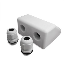NUZAMAS Waterproof Twin/Double Cable Entry Gland Box for Solar Panel Satellite Aerial Caravan Motorhome RV Camping Van Boat UV-Resistant -White
