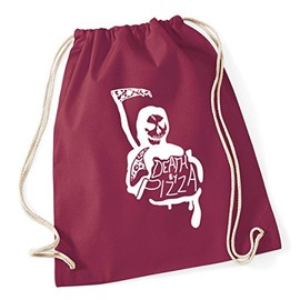Hippowarehouse Death by Pizza Reaper Drawstring Cotton School Gym Bag 37cm x 46cm, 12 litres
