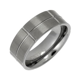 Theia Nickel Free Tungsten Flat Court Matt with Grooves 8mm Ring - Size R