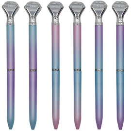 Maydahui 12 PCS Colorful Big Diamond Ballpoint Pen Rretractable Bling Rhinestone Pen Black Ink 3 Color for Party Girls School