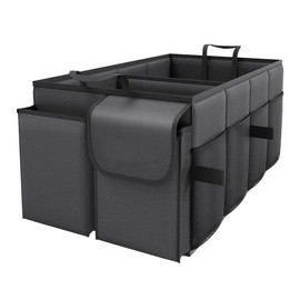 Car Trunk Organizer with Cover – Foldable, Large Capacity Storage Box with Adjustable Compartments for SUV & Sedan
