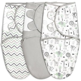 GLLQUEN BABY GLLQUEN BABY Swaddle Sleep Sacks for Newborn - Baby Swaddles 0-3 Months, 3-Pack Newborn Swaddle Sack, Gray Stripe & Animal World, Baby Swaddle Blanket Wrap (Small/Medium)