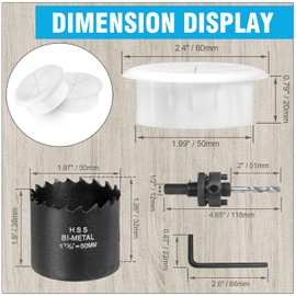 2" White Desk Grommet, JTemgle Flexible Cable Grommet with Bi-Metal Hole Saw Rubber Cable Hole Cover Wire Organizer Caps Desktop Cord Management for Home Office TV Stands Tabletops, 7 Pieces