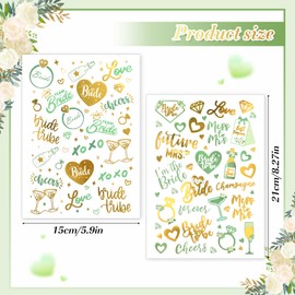 HOWAF 2 Sheets Hen Party Tattoos, Bride To Be Team Bride Tattoos, Waterproof Hen Party Temporary Tattoos for Wedding Night Bachelorette Party, Hen Party Accessories, Hen Do Accessories, Green Gold