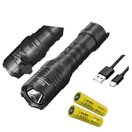 Nitecore Combo P23i Long Range Flashlight -3000 lumens, 470 Meter, with 2X NL2150HPi Batteries & Eco-Sensa Type-C USB Cable