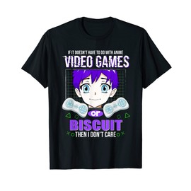 Anime Videogames or Biscuit Gamer Funny Gaming Humor Cracker T-Shirt