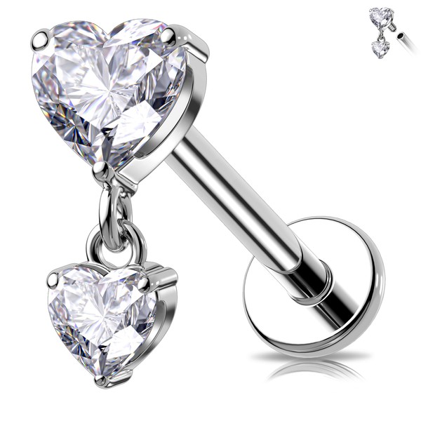 Melighting 16G Heart Helix Earring Titanium G23 Dangle Flat Back