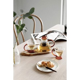 IwaiLoft IL-GS03 Handmade Heat Resistant Glass Tea Pot with Tea Infuser, Jumping Tea, Fruit Tea, Leaf Tea, Craft Tea, Half Tea, Direct Fire, Large Capacity, Style: Tohoku Type (Nordic Type), 16.9 fl oz (500 ml)