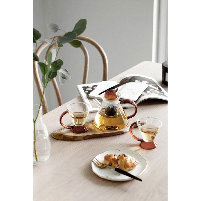 IwaiLoft IL-GS03 Handmade Heat Resistant Glass Tea Pot with Tea