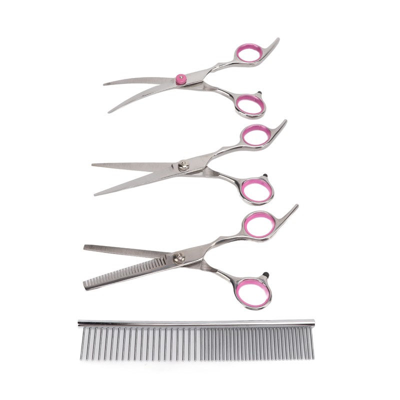 Pet Rabbit Grooming Scissors Stainless Steel Round Tip 4 in