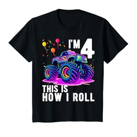 Kids Birthday Monster Truck 4 Year Old Boy 4th Birthday Party T-Shirt