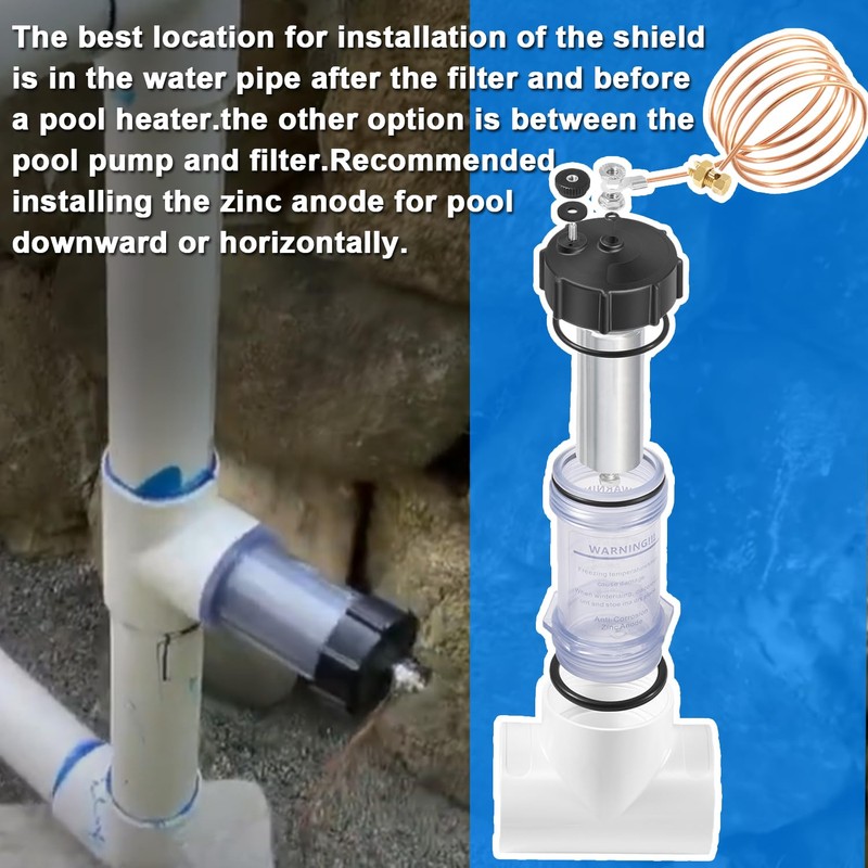 mooncar 2" Inline Zinc Anode Suitable for Saltwater Pools,Pool Zinc