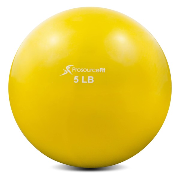 ProsourceFit Weighted Toning Exercise Balls for Pilates, Yoga, Strength Training and Physical Therapy, Color Coded, yellow - 5lb (ps-2222-smb-4lb-Parent)