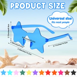 BOUBONI 48 Pack Star Sunglasses Bulk Colorful Rimless Glasses Transparent Candy Color Sunglasses for Adult Kids Ideal Bachelorette Movie Party Favor（12 Colors）