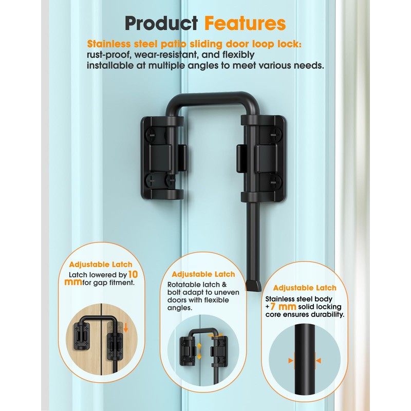 MeBantoo 2.36 Inch U Patio Sliding Door Loop Lock Latch
