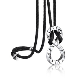 Bandmax Men's Necklace, Surgical Stainless Steel, Simple Mobius Pendant, Leather, Long Chain, 31.5 inches (80 cm), Adjustable, Unisex, Accessory, Leather