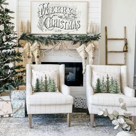 Christmas Pillow Covers 18x18 Inch Set of 2 Christmas Tree Throw Pillow Covers Winter Holiday Farmhouse Cushion Case Decoration for Sofa Couch