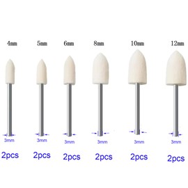 VISSQH 24 pcs Wool Felt Mandrel,Mini Wool Felt Polishing Accessories,Wool Felt Polishing Wheel conical and cylindrical Polishing heads Buffing Wheel for grinding and polishing(4/5/6/8/10/12mm)