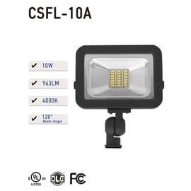CEA LED Flood Light 10w, 963LM, 4000K Natural White, lP 65 Waterproof, UL Listed, Knuckle Mounting,Outdoor Lights for House,Backyard Lights Outdoor, Patio(Brown)