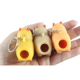 Set of 3 Pooping Capybara Novelty Keychain - Squeeze to Make it Poop - Funny Gag Gift Clip On Rodent Toy Prize Favor (Set of 3 Keychains)