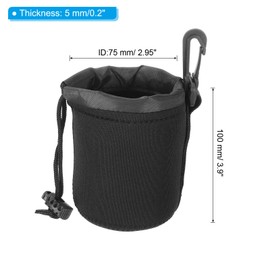 PATIKIL Camera Lens Bag Set of 4 3.1" Inner Diameter x 3.9" Height Thick Protective Neoprene Lens Pouch with Drawstring for DSLR Camera Lens Black Water Coffee Cup, Black, S