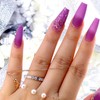 24PCS Women's Bling Press On Nails Coffin - Matte Purple