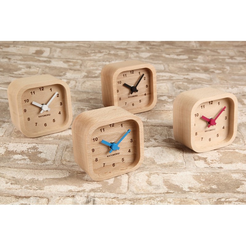 KATOMOKU Muku Mini Clock KM-26BK Round Black Wood Table Clock